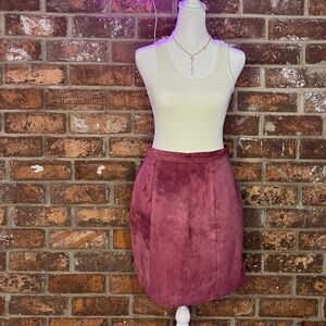 Mauve Genuine Suede/Leather Mini Skirt